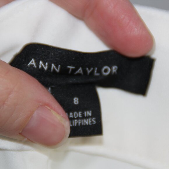 Ann Taylor Women's Cream Wide Leg Pants Size 8 Side Zip Trousers Business Casual - Picture 8 of 16